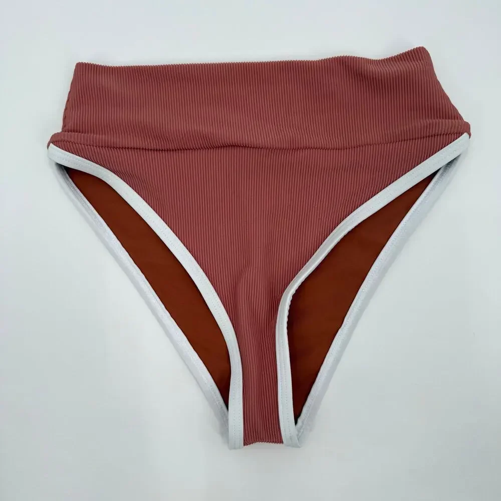 LAINSNOW Kiawah Bikini Bottoms Size Extra Small NEW Sangria Pink NWOT Beach Rib